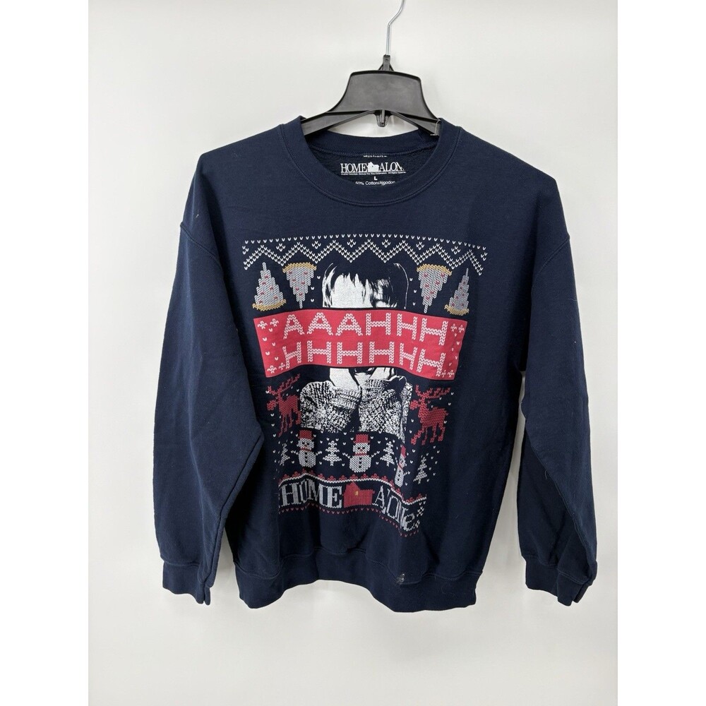 Home Alone Unisex Blue Christmas Graphic Ugly Sweater Size Large